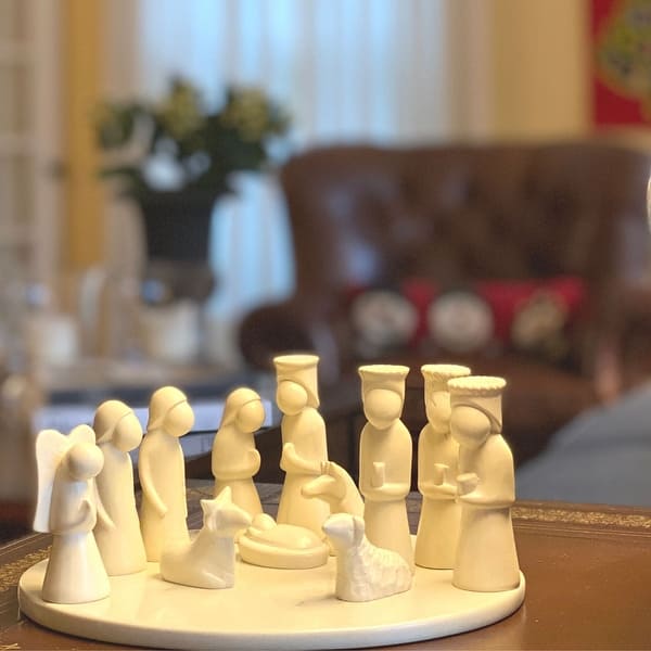 slide 2 of 17, Handmade Nativity Soapstone Sculpture, 13-Piece Set (including Display Board)