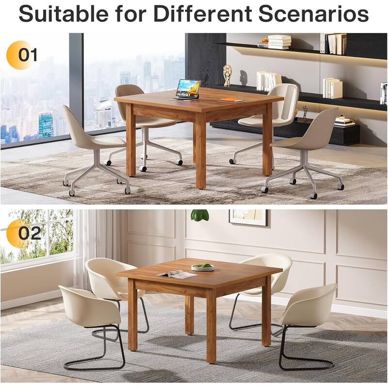 Modern Minimalist Wood 4-Person Square Conference Table/Desk for Meeting Room Seminar Room Boardroom