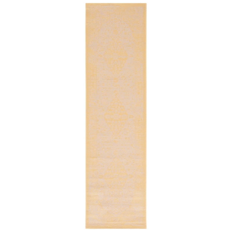 SAFAVIEH Courtyard Hanneke Indoor/ Outdoor Waterproof Patio Backyard Rug - 2'3" x 8' Runner - Beige/Gold