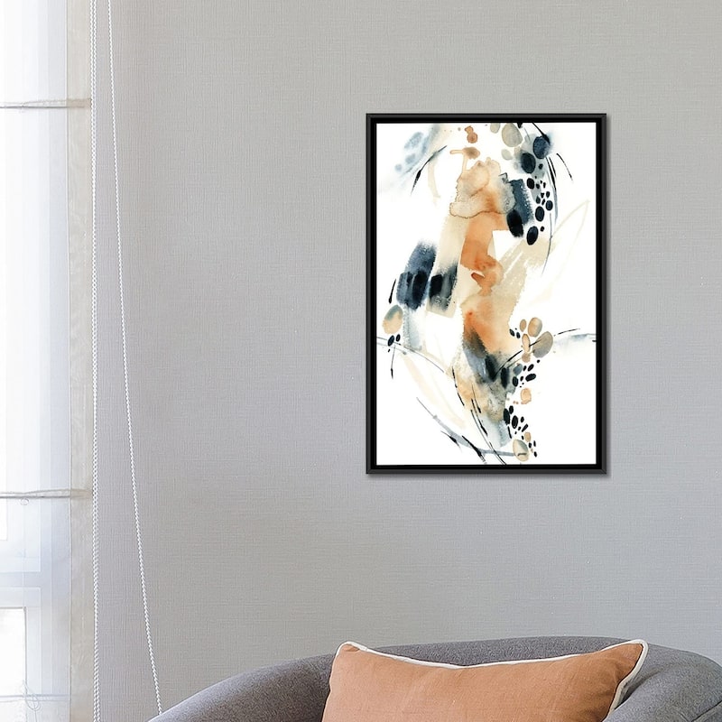iCanvas "Abstract In Blue And Terracotta IV" by Sophie Rodionov Framed Canvas Print
