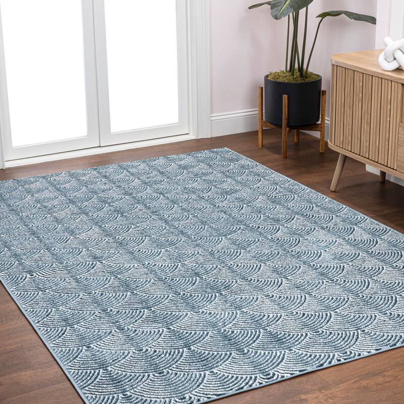 JONATHAN Y Cole Geometric Art Deco Fan Pattern High-Low Rug