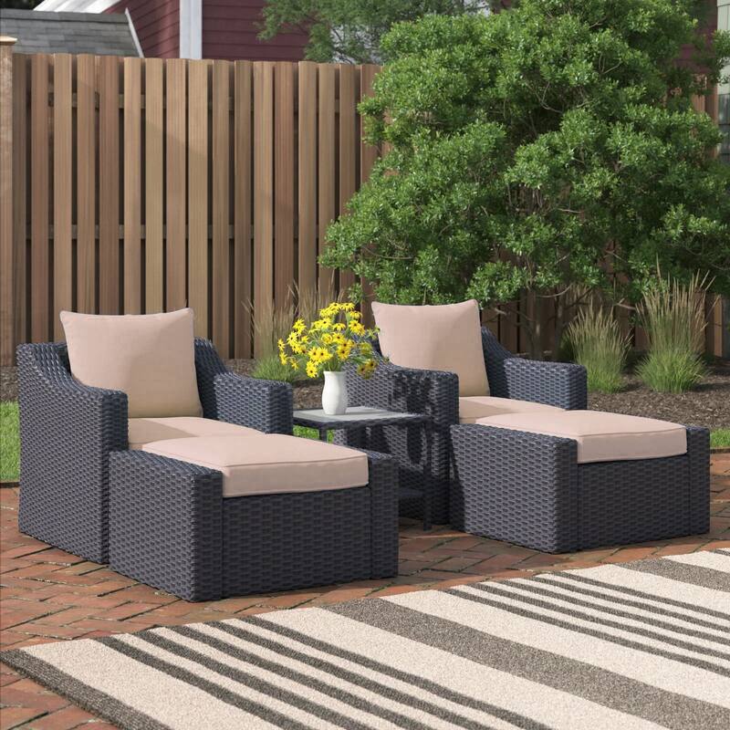 Royalcraft 5 Piece Wicker Outdoor Conversation Set with cushions