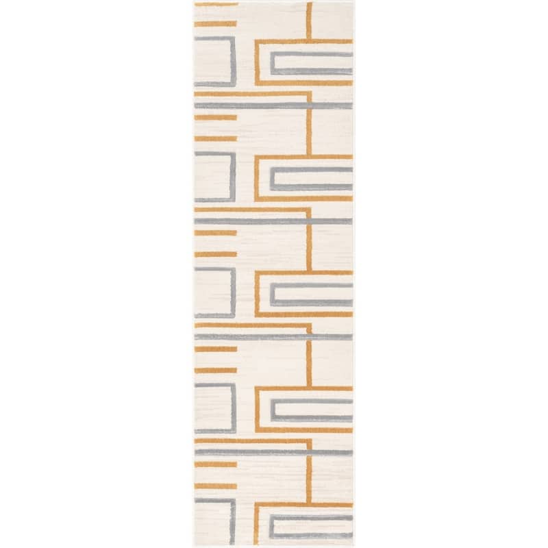 Well Woven Good Vibes Fiona Modern Geometric Area Rug - 2' 7" x 7' 3" - Gold