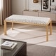 preview thumbnail 1 of 3, 46"L Fuji Contemporary Bench in Metal and Faux Leather with Thick Padded Seat for Comfort Beige