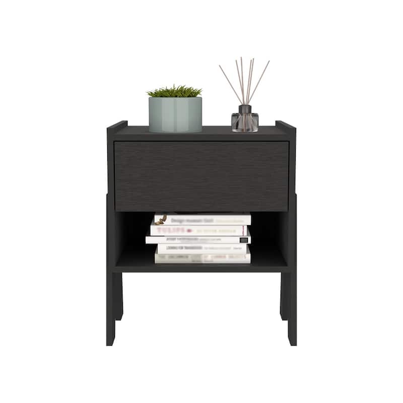 Bedroom Nightstand Open Shelf One Drawer