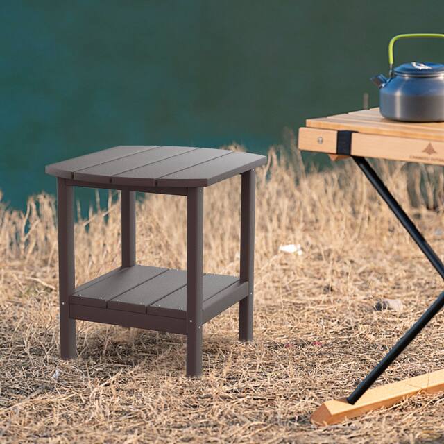 Outdoor Weather Resistant 2 Tier Plastic Side Table