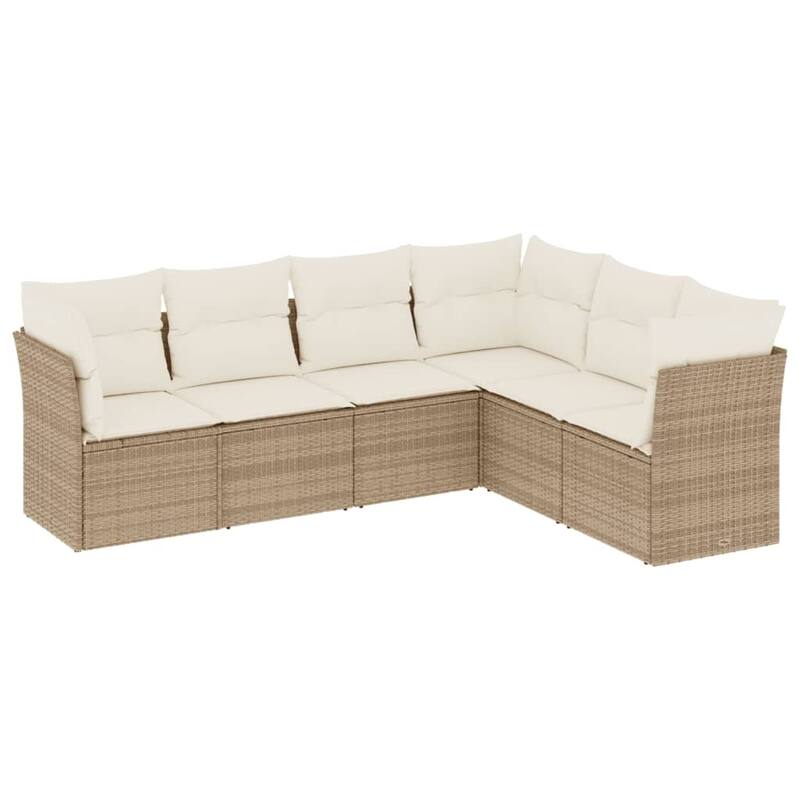 vidaXL Garden Sofa Set Beige PE Rattan Large Adjustable Feet - 24.4 x 24.4 x 27.2