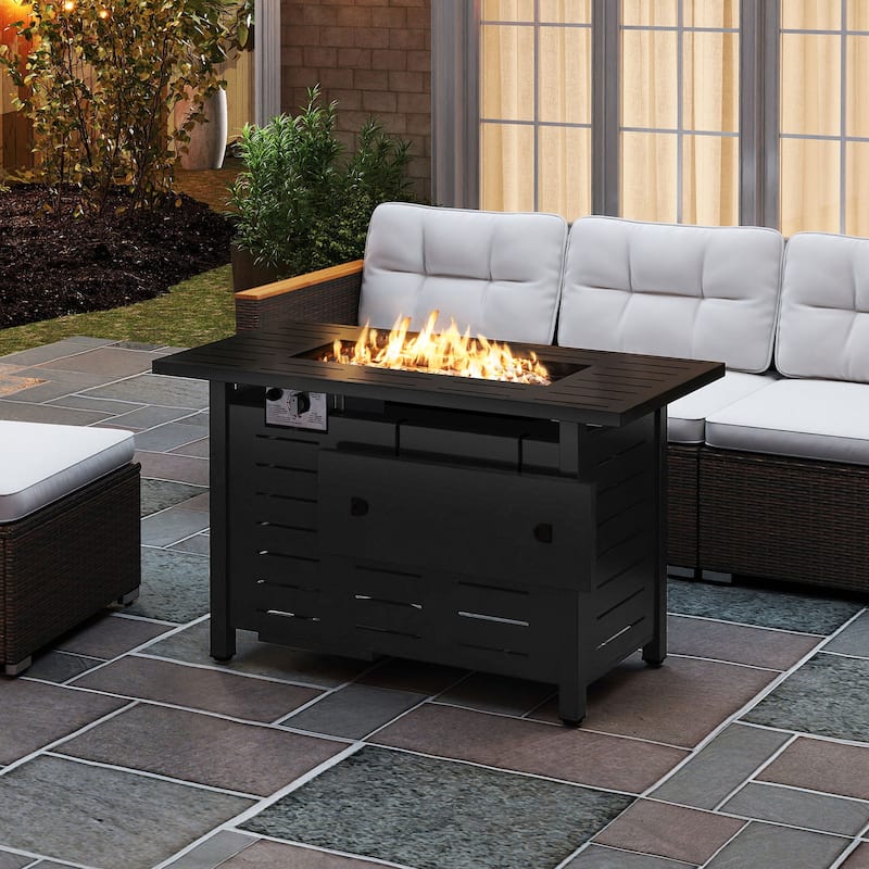 40 Inch Outdoor Propane Fire Pit Rectangle Gas Fire Table with Lava Rocks - 40" x 20" x 25" (L x W x H)