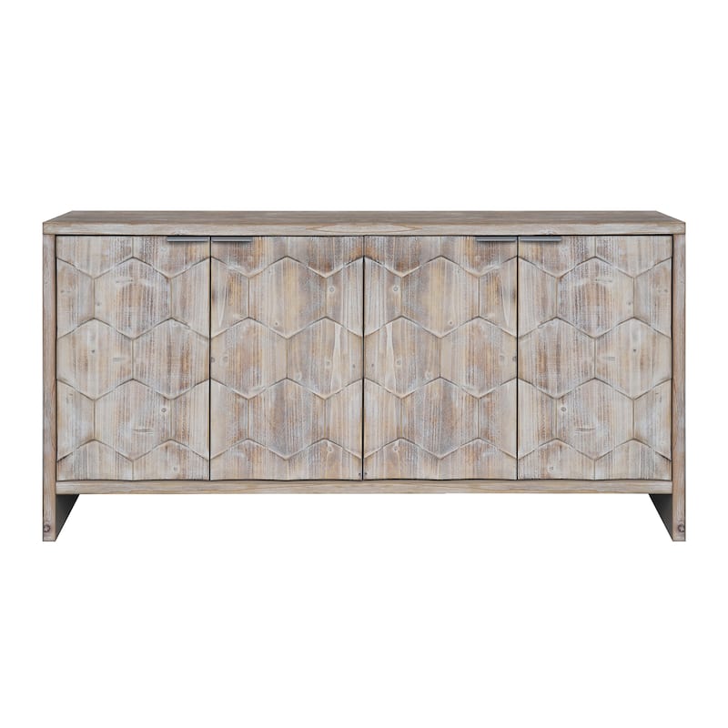 Wood Storage Cabinet with Adjustable Shelves for Living Room or Entryway Organization