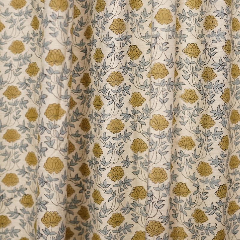 Fabdivine Floral Soft Linen Blend Fabric Kitchen Living Room Window Home Accent Décor Curtain