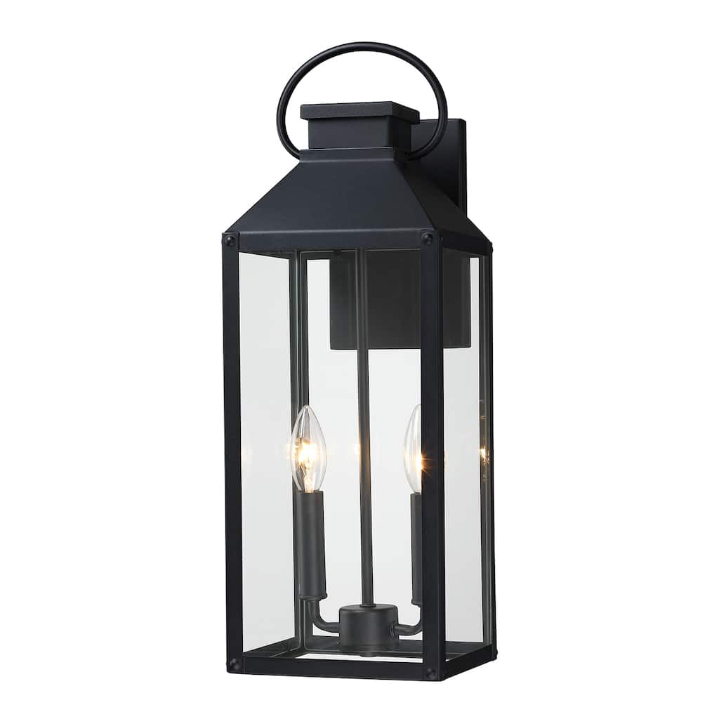 Wiley 2-Light Black Outdoor Wall Lantern Sconce Light - 20.5'' H