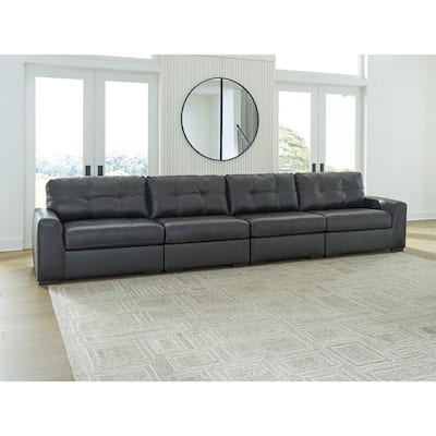 Signature Design by Ashley Brindley Pier Black 4-Piece Sectional Sofa - 176"W x 39"D x 40"H