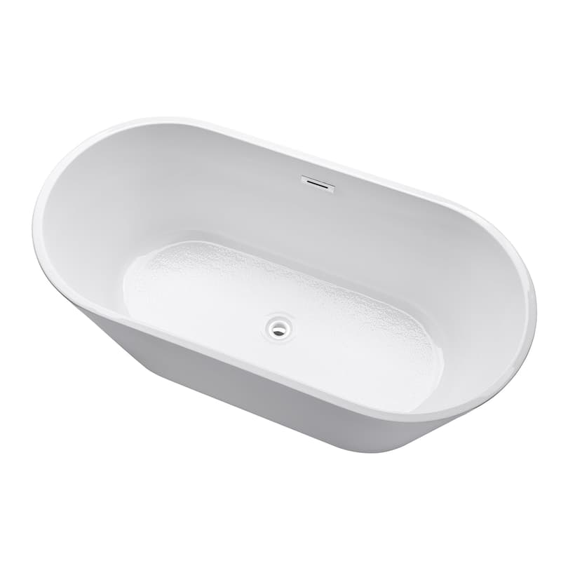 Vanity Art 67" X 32" Non-Slip White Acrylic Freestanding Bathtub