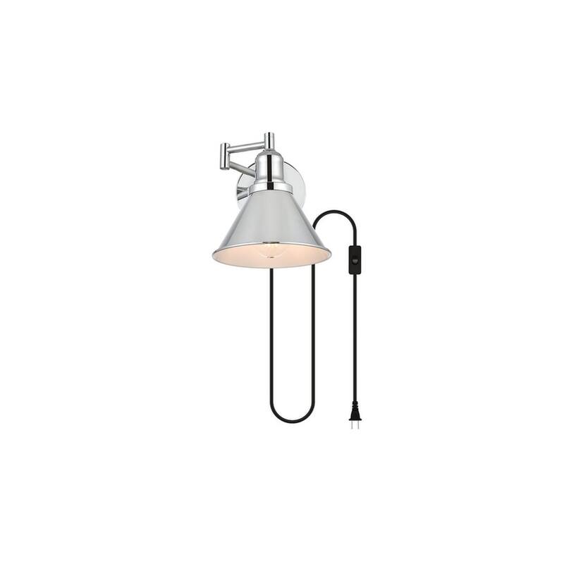 Jax 1 Light Black Swing Arm Plug In Wall Sconce - Chrome