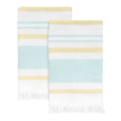 Izod Clubhouse Stripe Aqua 2-Pack Fingertip Towel Set - Fingertip Towel 2pk Set