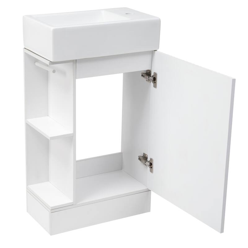 Roomfitters 18.6" Bathroom Vanity with Sink Cabinet with Two-Tier Shelf Left or Right Setup Slim Fit Design