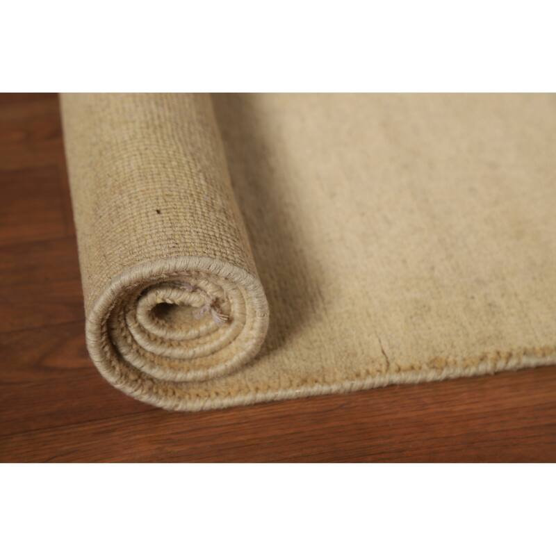 Modern Beige Gabbeh Oriental Foyer Rug Hand-Knotted Wool Carpet - 2'9"x 3'11"