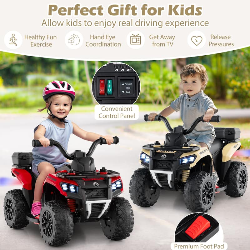6V Kids Ride On ATV with Spray Function and Storage Box with Music - 27" x 16" x 17" (L x W x H)