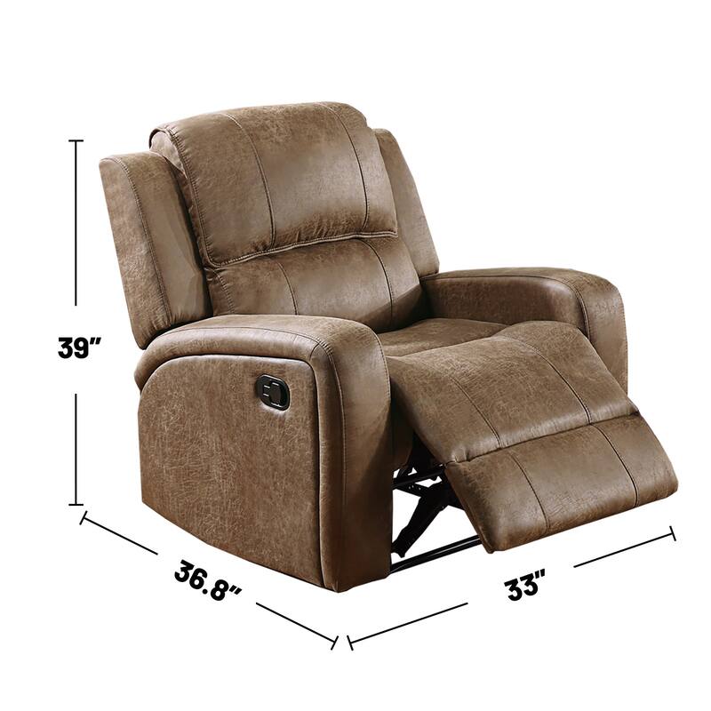 Leather-Like Fabric Upholstered Manual Motion Recliner