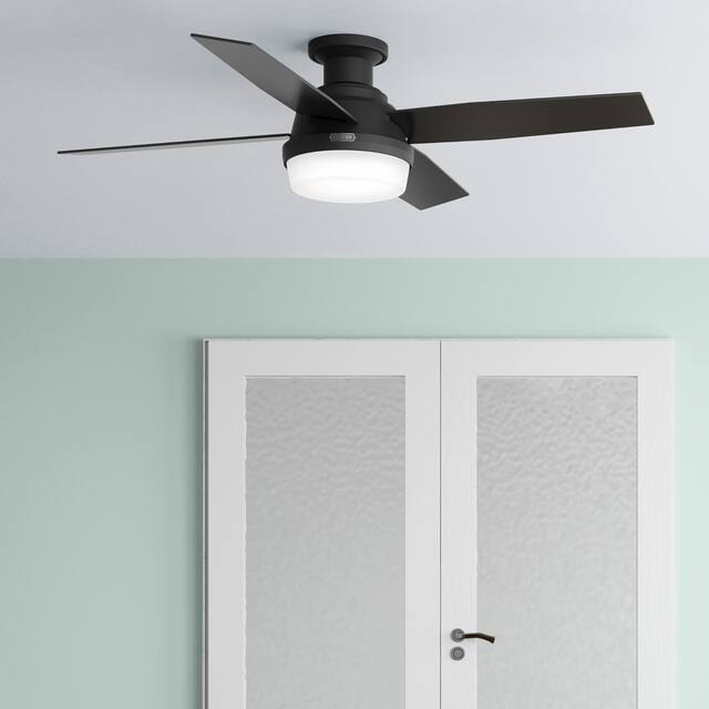 Hunter 52" Dempsey Flush Mount Ceiling Fan w/ LED Light Kit and Handheld Remote