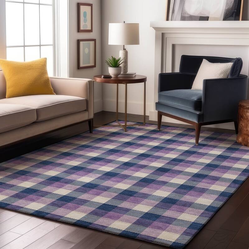 Premium Washable Super Soft Plaid Mayfield Rug - Navy - 8' x 10'
