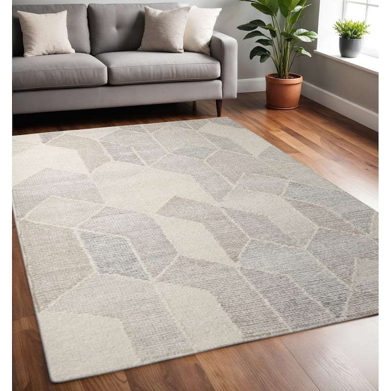 HomeRoots Geometric Modern Rectangle Area Rug - 96 in. x 60 in. x 0.98 in. - 96 in. x 60 in.  x 0.98 in.
