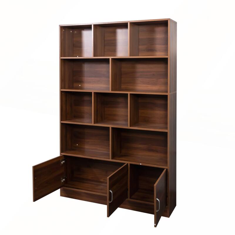 4-Tier Open Shelf Bookcase with Cabinet for Living Room and Office