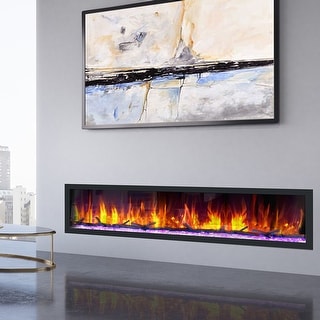 Dynasty Cascade 82-inch Wall-mounted Smart Control Electric Fireplace