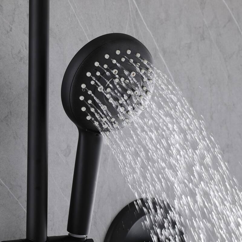 Modland 5-Spray Shower System - 10" Rainfall, Pressure Balance Valve, Matte Black/Gold/Nickel