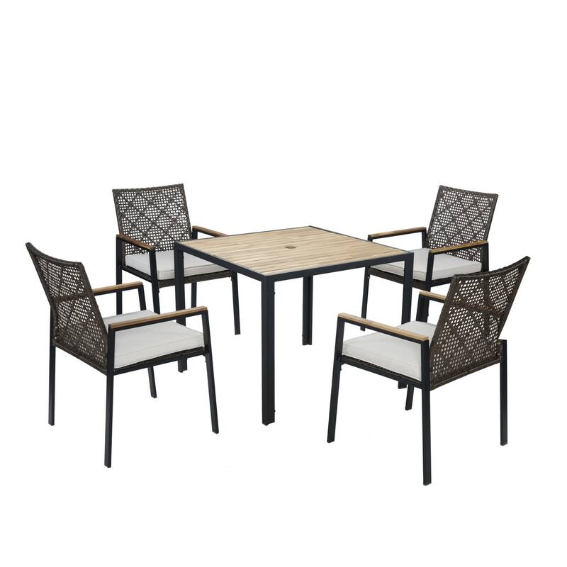 5-Piece All-Weather Patio Dining Set with Umbrella Hole
