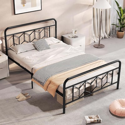 Twin/Full/Queen/King Metal Bed Frame Slats Support Mattress Foundation