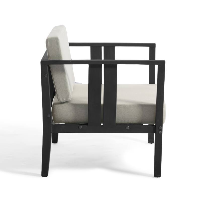 Casual 29"W Outdoor Patio Armchair Set In Solid Teak Wood with Cushion