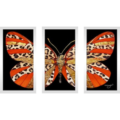 "Leopard & Gold Butterfly" 3 Piece Print on Acrylic