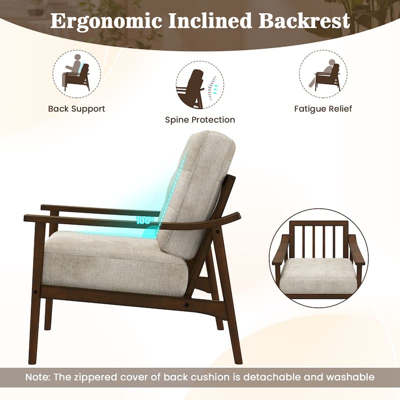 Gymax 2 PCS Modern Accent Chair Upholstered Leisure Armchair w/ Rubber
