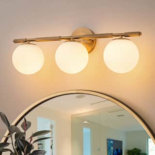 3-Light Modern Linear Bathroom Vanity Light with Opal Glass Globe - 23.2-in W x 6.9-in D x 8.3-in H