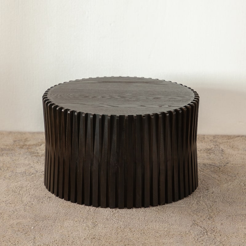 Fashion Style Nesting Coffee Table Set with Vertical Textured Embossed Design for Living Room, Office and Dining Room(Set of 2)