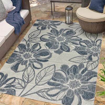 Gertmenian Tropea Woodbury Bold Floral Casual Easy Care Flatweave Indoor/ Outdoor Area Rug