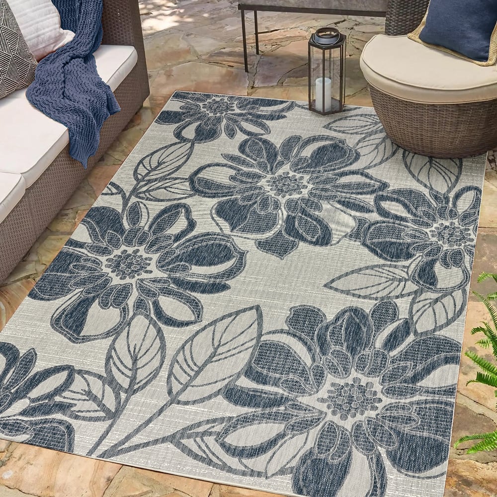 Gertmenian Tropea Woodbury Bold Floral Casual Easy Care Flatweave Indoor/ Outdoor Area Rug