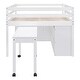 preview thumbnail 52 of 144, Twin/Full Size Low Loft Bed with Retractable Writing Desk and 4 Drawers, Wooden Loft Bedframe w/ Lateral Portable Desk & Shelves