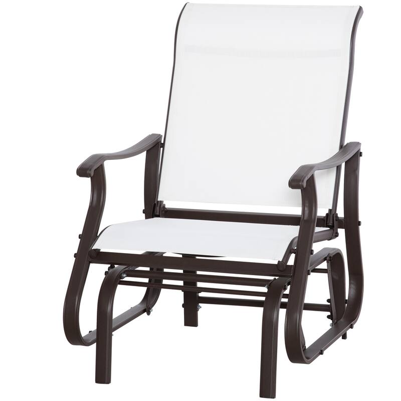 Outsunny Outdoor Glider Chair, Gliders for Outside Patio with Steel Frame and Mesh Fabric for Backyard, Garden, and Porch