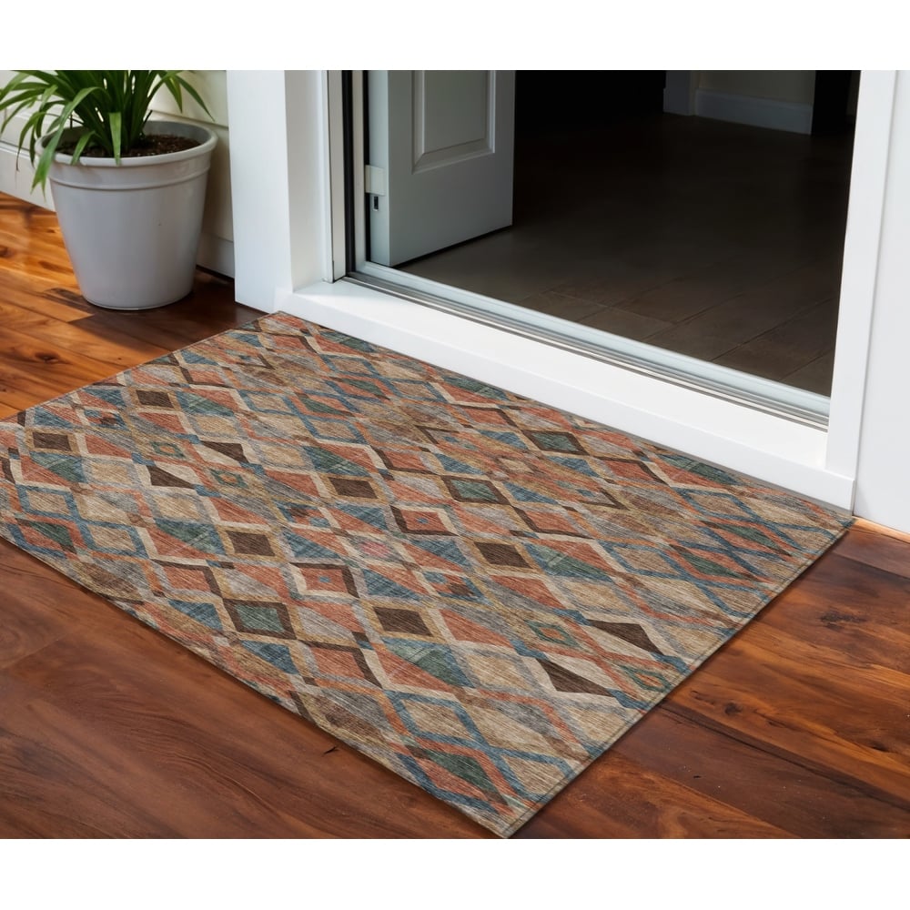 HomeRoots Geometric Transitional Rectangle Outdoor Rug