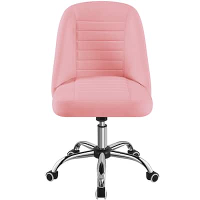 Yaheetech Faux Leather Mid Back Desk Chair Modern Tufted Armless Office Chair