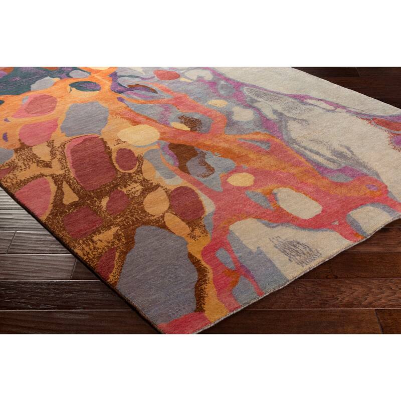 Hand Knotted Pool Wool Area Rug - 4' x 6'