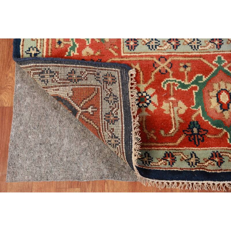 Hand Knotted Oriental 100% Wool Carpet Traditional Medallion Navy Blue & Blues Heriz (serapi) Area Rug - 11' 11'' X 9' 0''