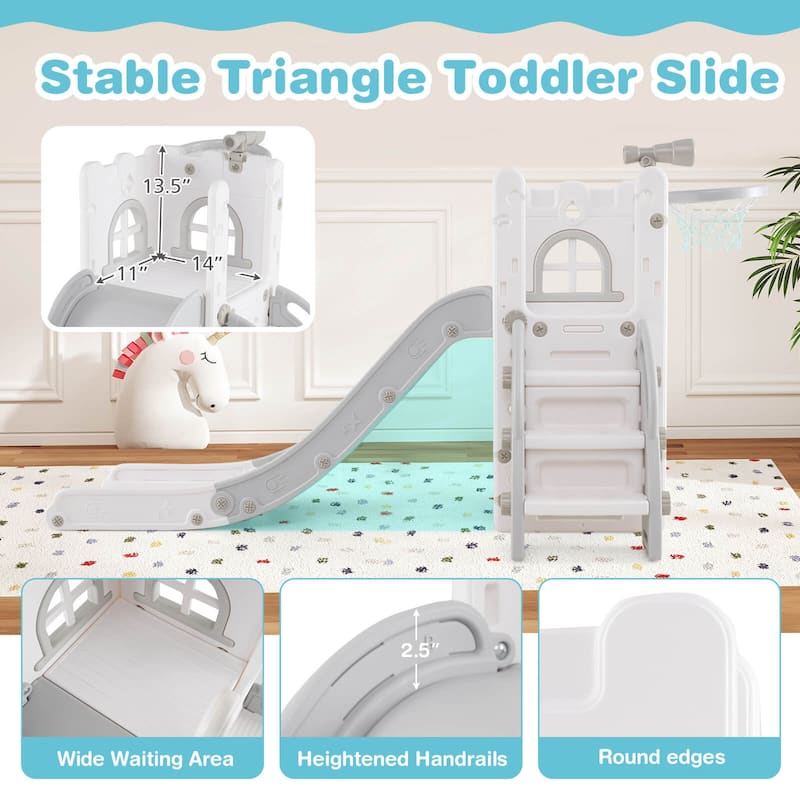 Costway 6 in 1 L-shaped Toddle Slide for Toddlers Age 1-3 Baby Slide