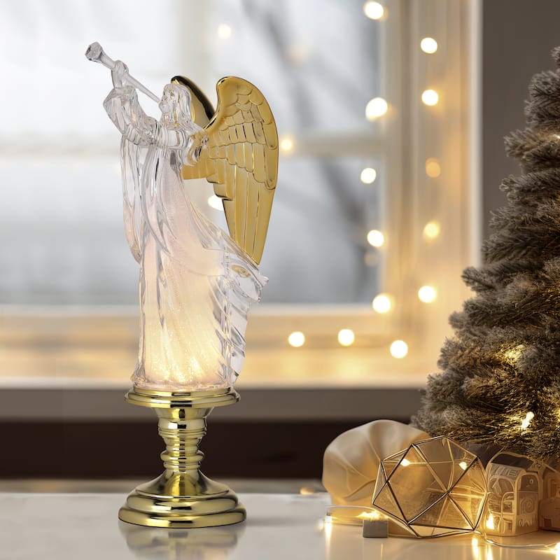 14"Led Acrylic Angel On Pedestal