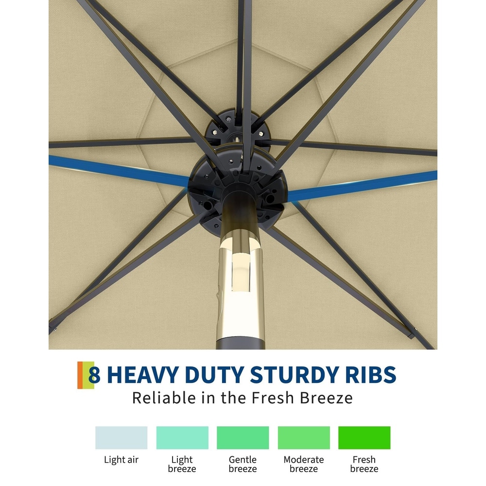 Coromose 9FT Outdoor Patio Umbrella, 8 Sturdy Ribs, with 32 LED Lights