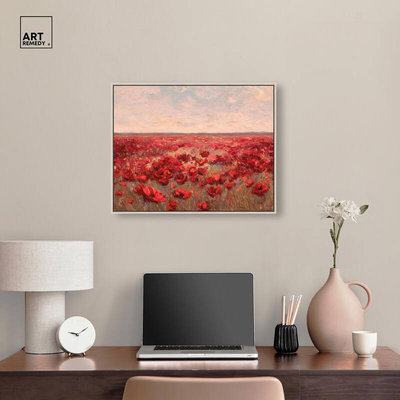 Sea of Red Poppies I Canvas by Art Remedy