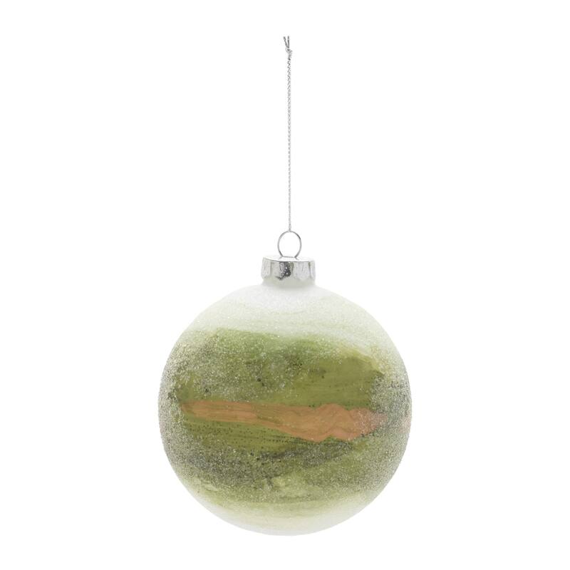 Beaded Glass Christmas Ball Ornaments - 4" (101.5mm) - Green and Gold - 6ct