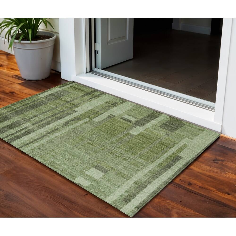 HomeRoots Striped Transitional Rectangle Outdoor Rug